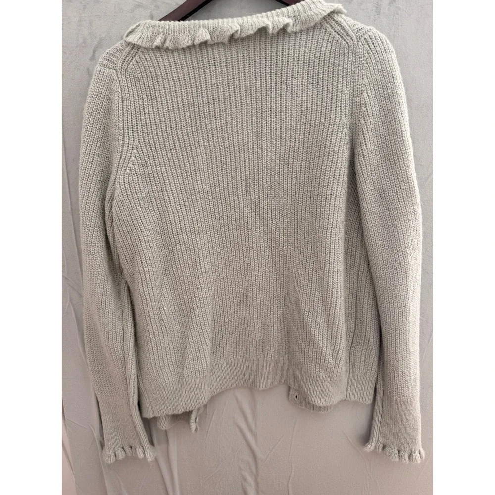 Boden Jessica Alpaca Cardigan Women US 10 Grey Balletcore Coquette Ruffle Wool